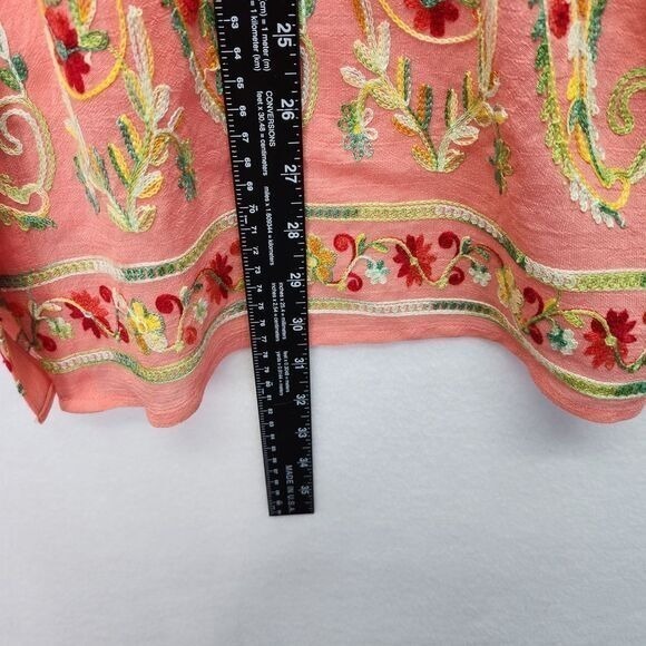 Figueroa & Flower Blouse Women 3X Coral Floral Embroidered 3/4 Sleeve Plus Size - Picture 10 of 10